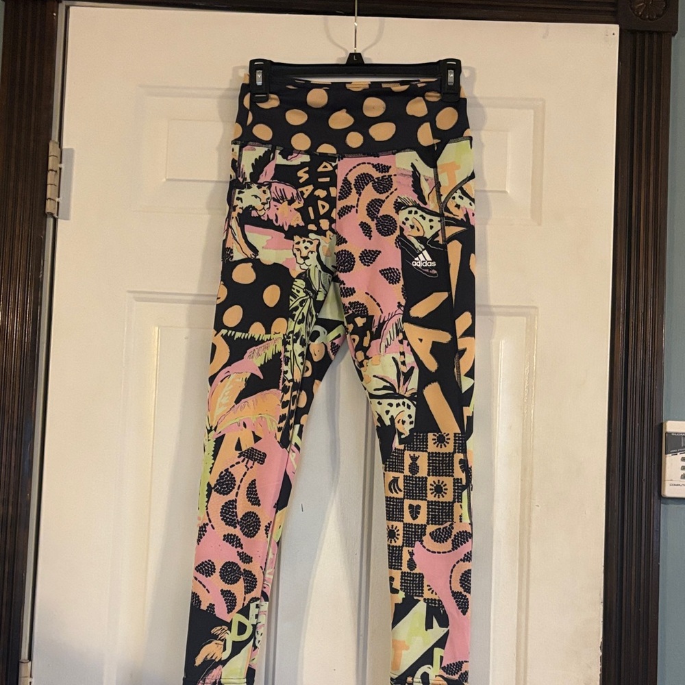 adidas Kids Leggings with Pink and Black Patterns